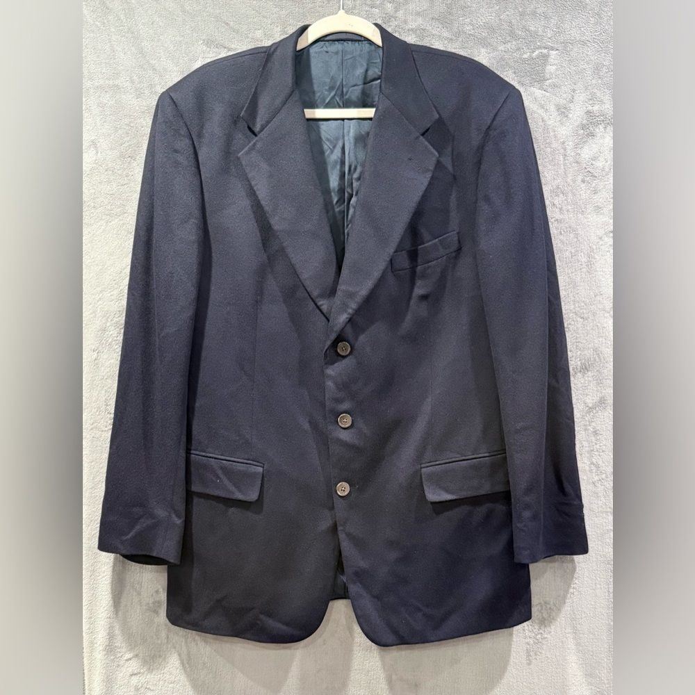 Nieman Marcus 100% Super Fine Cashmere‎ Sports Coat Mens 44R Navy Blazer